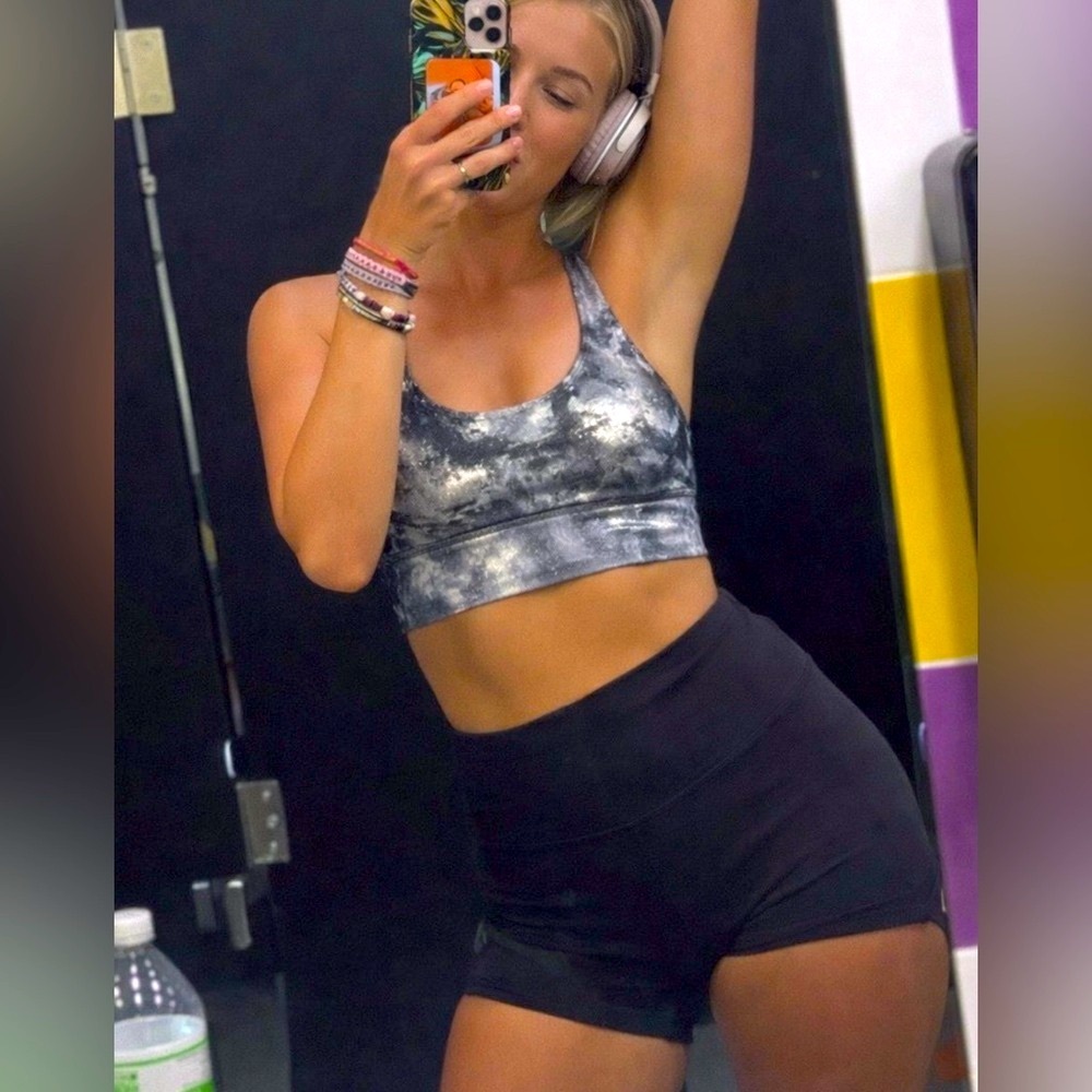 Lululemon Align sports Bra Diamond Dot Silver foil Shine reverse to grey 12 new